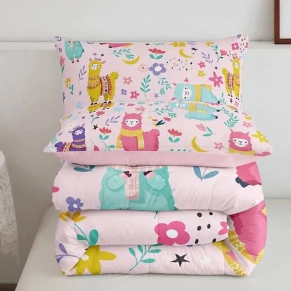 🦙 NEW Pink Llama Twin Comforter Set – Cute Kids/Tween Bedding 🦙